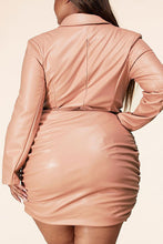 Load image into Gallery viewer, Mauve Faux Leather Bodysuit with Buttom up Mini Skirt