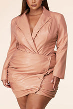 Load image into Gallery viewer, Mauve Faux Leather Bodysuit with Buttom up Mini Skirt