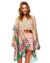 Load image into Gallery viewer, Beige &amp; green silky kimono