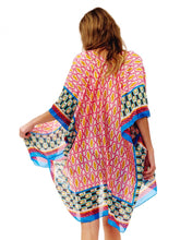 Load image into Gallery viewer, Pink &amp; Blue Silky Kimono