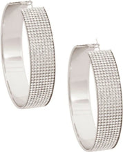 Load image into Gallery viewer, Silver Rhinestone wide metal Hoops