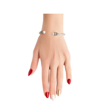 Load image into Gallery viewer, White Pearl Skinny Cable Classic Bangle