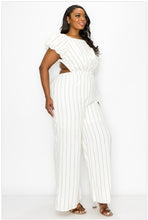 Load image into Gallery viewer, Stripe Bubble Sleeve Jumpsuit