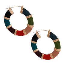 Load image into Gallery viewer, Multi Color wide Bamboo Hoops